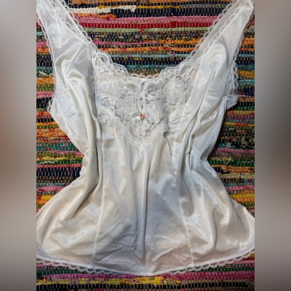 Vintage Ashley Taylor White Satin Lace Camisole Size Large – Made in USA - Picture 3 of 4